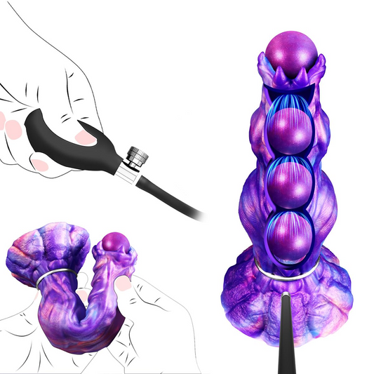 Alien Shape Silicone Anal Plug with Inflatable Air Pump Pressure Egg