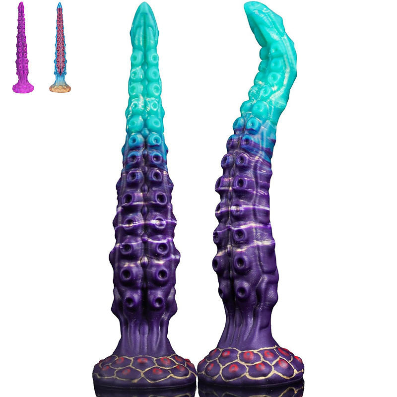 Flexible silicone tentacle-style dildo/anal plug (alien-inspired) with a suction cup base.