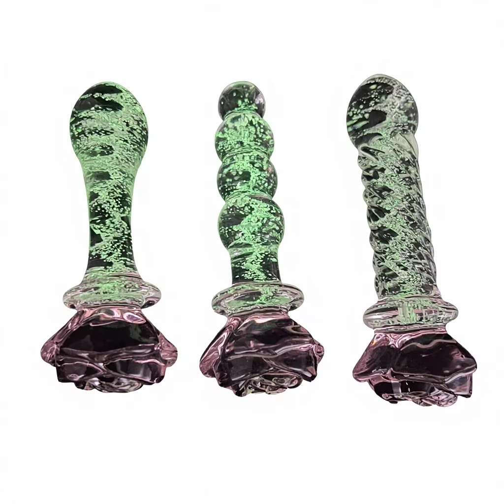 Green Glass Beaded Anal Plug