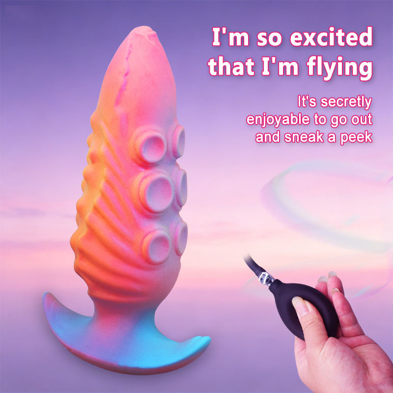 Inflatable Pink Fish-eye Anal Plug with Octopus Tentacles