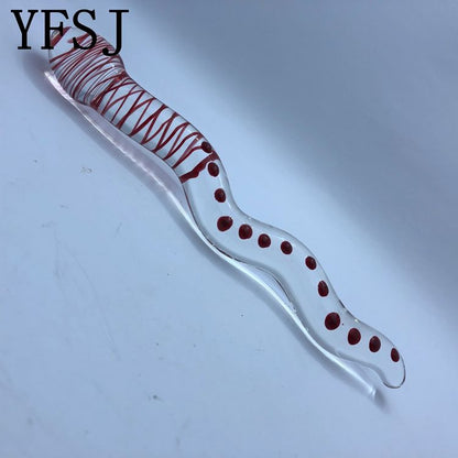 Crimson Serpent Glass Wand