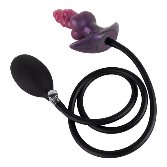 Inflatable Silicone Anal Plug with Hand Pump – Pink Aurora Rainbow Expandable Butt Plug, Adjustable Body-Safe Silicone Anal Training Toy with T-Bar Base