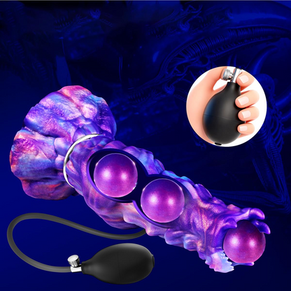 Alien Shape Silicone Anal Plug with Inflatable Air Pump Pressure Egg