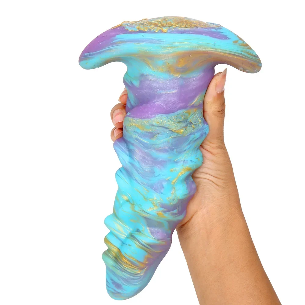 Soft alien Anal Plug Liquid Silicone Butt Plug with Thick T-Shaped Base Anal