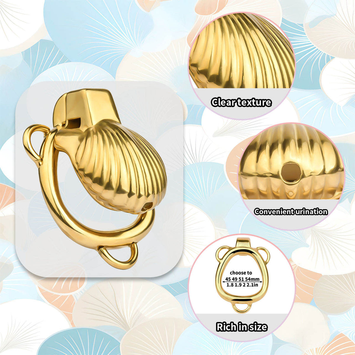 Shell Chastity Cage With Strap-On