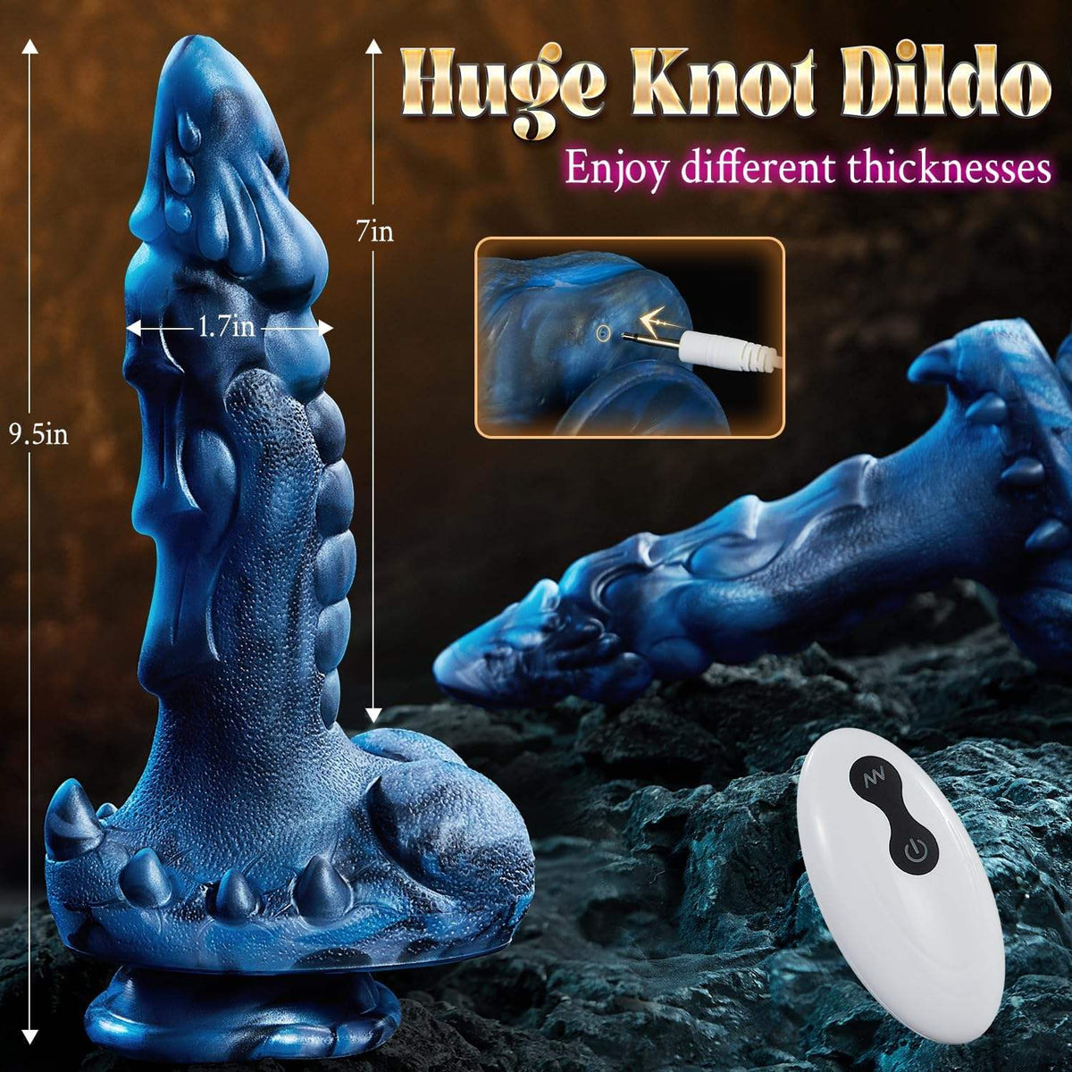 Fantasy Dragon Knot Silicone Dildo with Suction Cup, Remote Control & Heating
