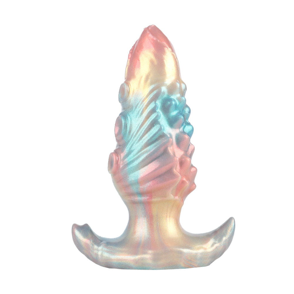 Inflatable Silicone Anal Plug with Hand Pump – Iridescent Rainbow Butt Plug, Adjustable Expansion, Body-Safe Silicone, T-Bar Base, Anal Training Toy
