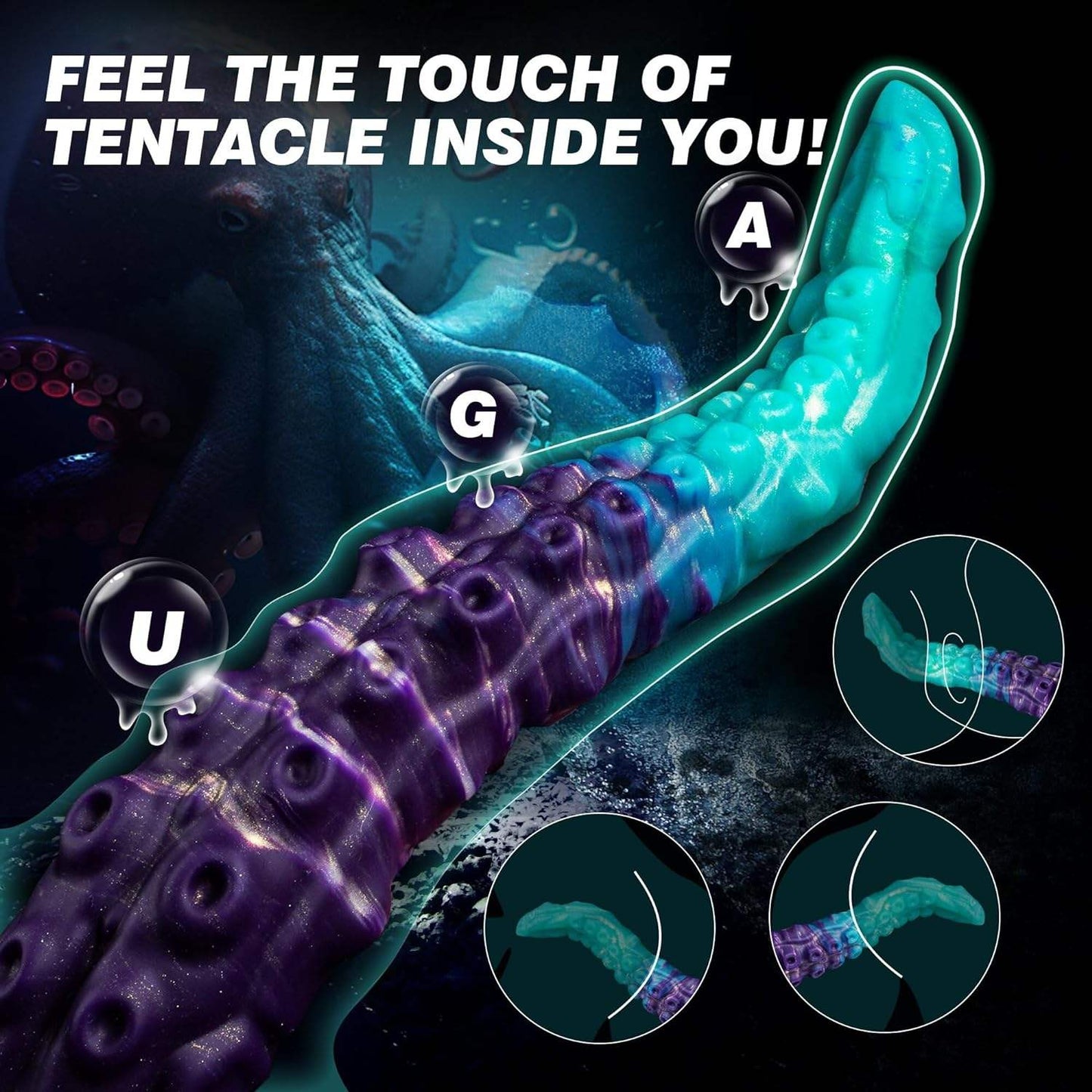 Flexible silicone tentacle-style dildo/anal plug (alien-inspired) with a suction cup base.