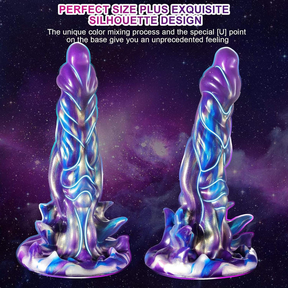Rainbow Iridescent Twisted Fantasy Dildo