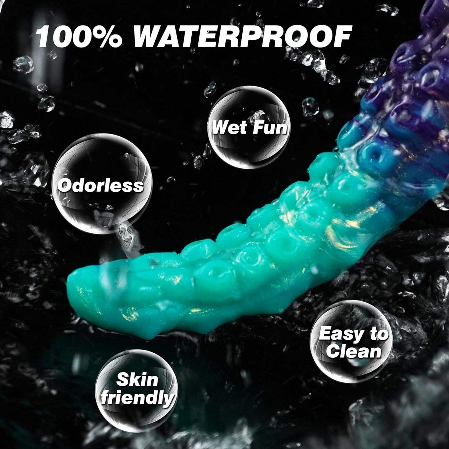 Flexible silicone tentacle-style dildo/anal plug (alien-inspired) with a suction cup base.