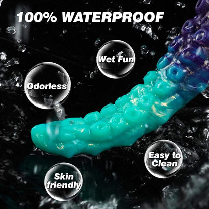 Flexible silicone tentacle-style dildo/anal plug (alien-inspired) with a suction cup base.