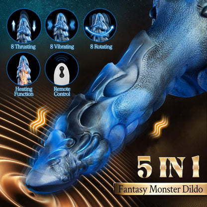 Fantasy Dragon Knot Silicone Dildo with Suction Cup, Remote Control & Heating