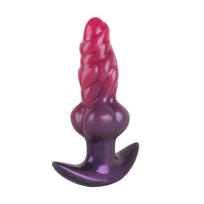 Inflatable Silicone Anal Plug with Hand Pump – Pink Aurora Rainbow Expandable Butt Plug, Adjustable Body-Safe Silicone Anal Training Toy with T-Bar Base