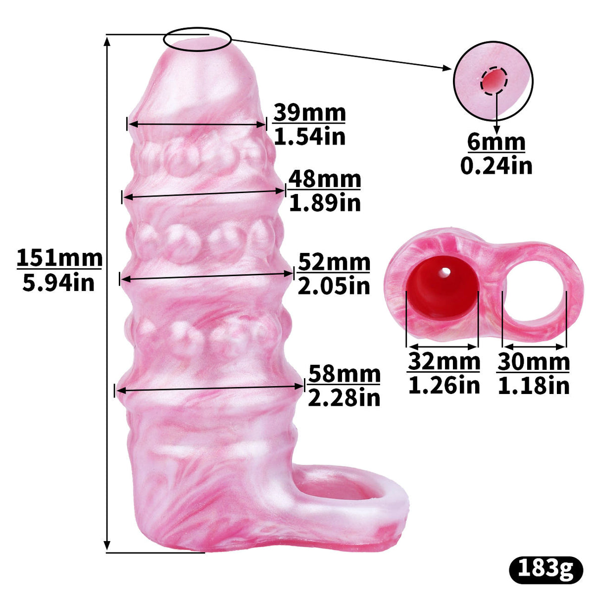 Silicone Penis Extender Sleeve 151mm – Realistic Male Enhancement Sheath with Textured Grip