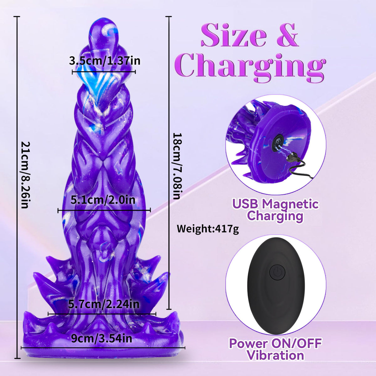 Zyvrenth™ Premium Silicone Vibrating Fantasy Dildo