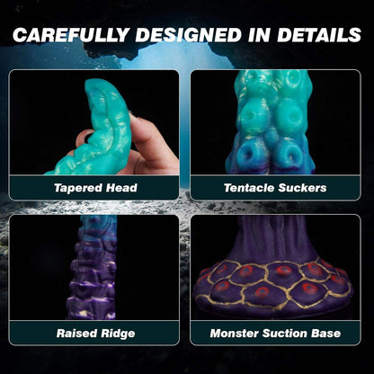 Flexible silicone tentacle-style dildo/anal plug (alien-inspired) with a suction cup base.