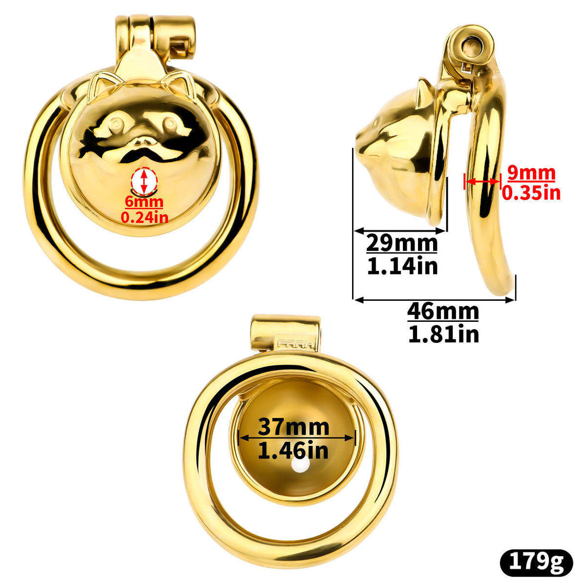 FRRK-245 Lucky Cat Gold Chastity Cage