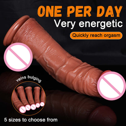 Realistic Thick Silicone Dildo with Suction Cup | Body Safe Soft Dildo | S–XXXL Sizes