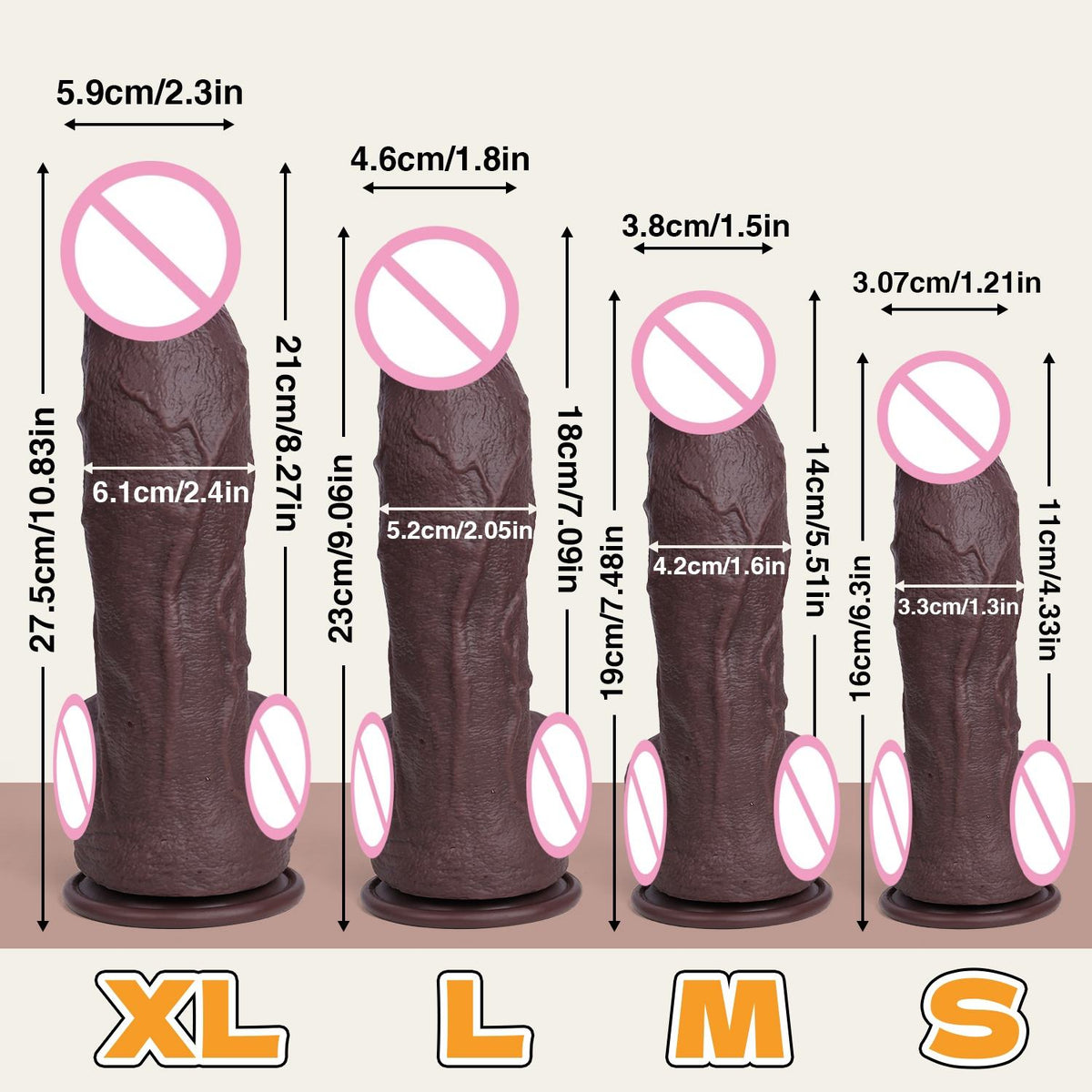 Realistic Silicone Dildo with Suction Cup | Giant Body Safe Dong | Extra Large Soft Silicone Dildo 300g–1806g
