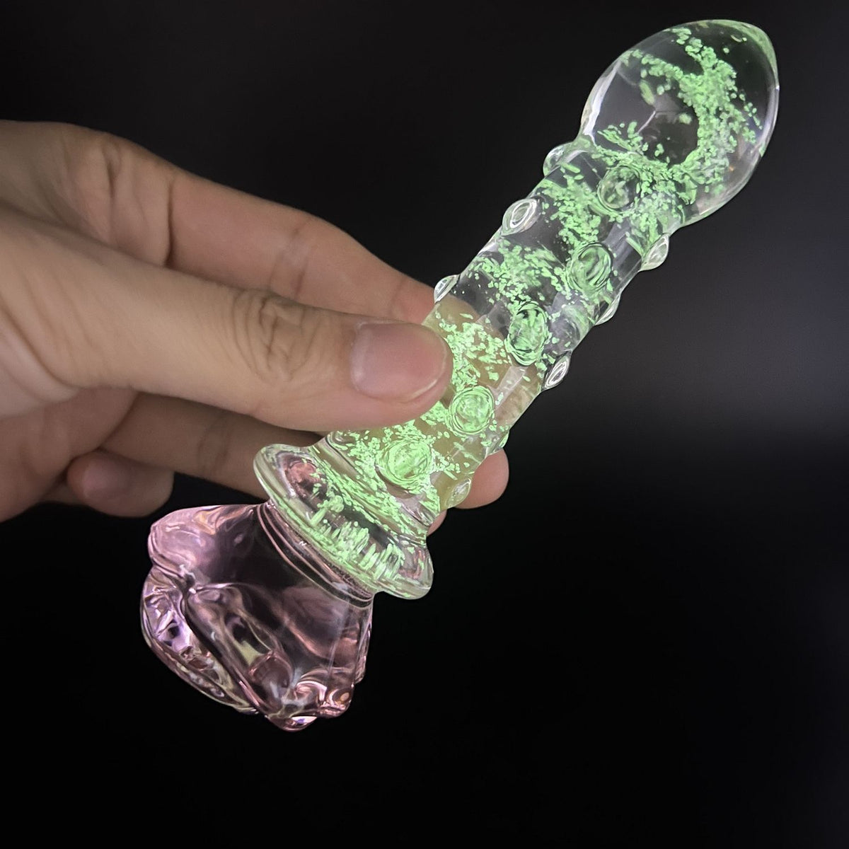 Green Glass Beaded Anal Plug