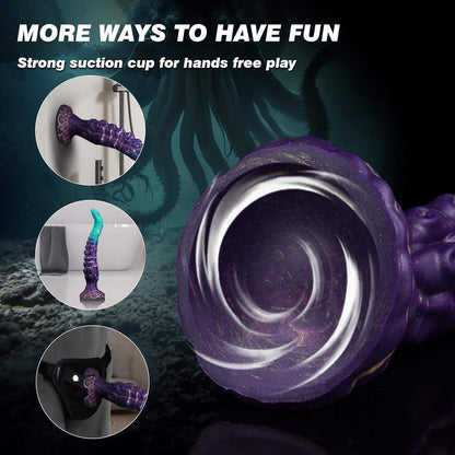 Flexible silicone tentacle-style dildo/anal plug (alien-inspired) with a suction cup base.