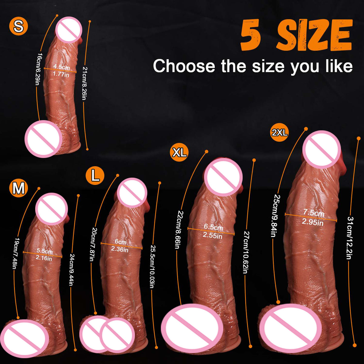 Realistic Thick Silicone Dildo with Suction Cup | Body Safe Soft Dildo | S–XXXL Sizes